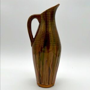 Vintage Hosley Potteries Ceramic Pitcher - 12.25” Tall with Drip Design